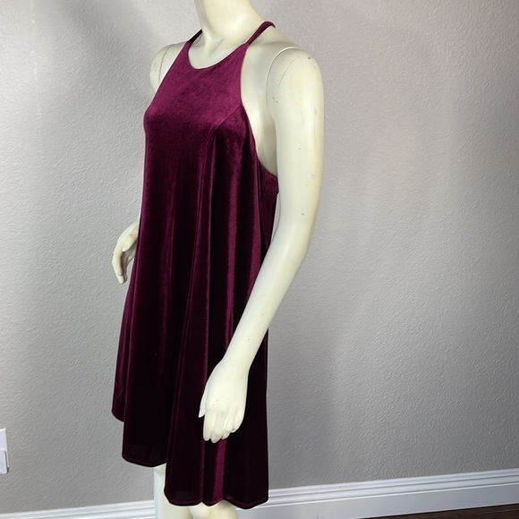 NWT Crosby by Mollie Burch Ellie Velvet Mini Swing Trapeze Dress Cabernet Red M - Picture 3 of 14